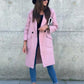 Woolen coat with button pocket and collar