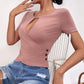 New Hollow Button Casual Short-sleeved Top