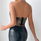 Irregular Steel Ring Fishbone Lace Slim Backless Row Buckle Outerwear Tube Top