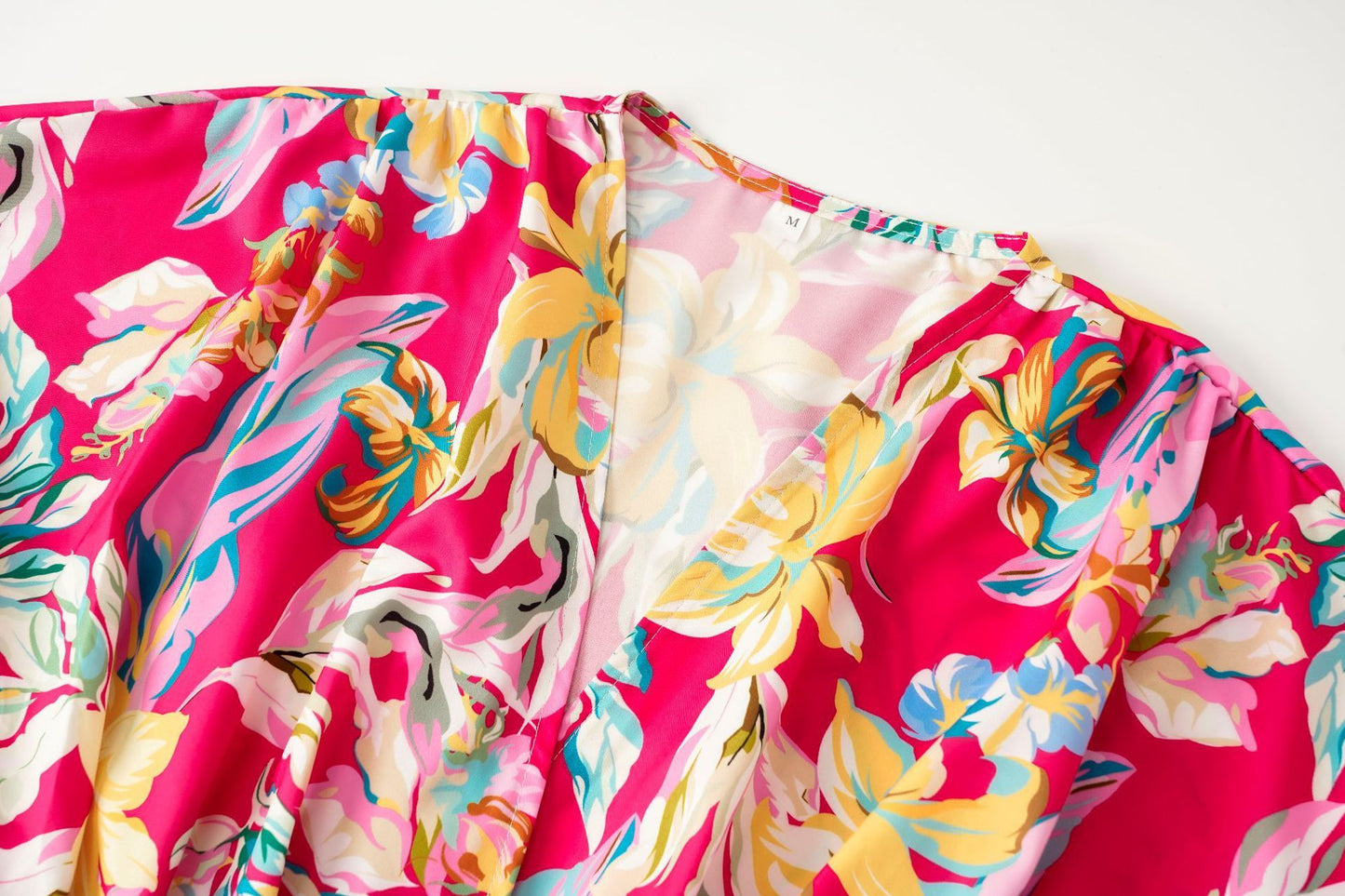 Women's Fashionable Simple Flower Printed Waist-controlled Long Sleeve Dress