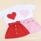 Ensemble jupe et nœud pour bébé fille, vêtements d'été européens et américains, nouvelle collection Pearl Love, blanc, manches courtes