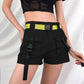 Printemps et été ins chaud style européen et américain femmes nouvelle mode rue beat sac boucle outillage court femme pantalon droit
