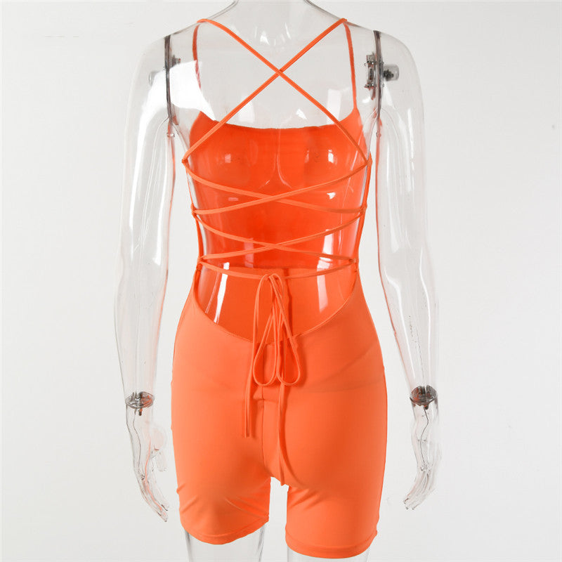 Sleeveless jumpsuit shorts