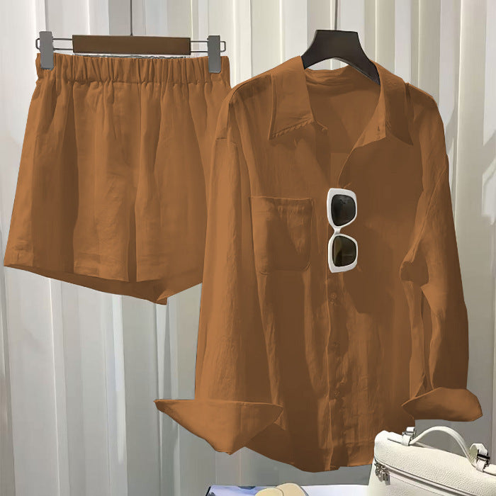 Versatile Loose-fit Shirt And Pants Two-piece Set