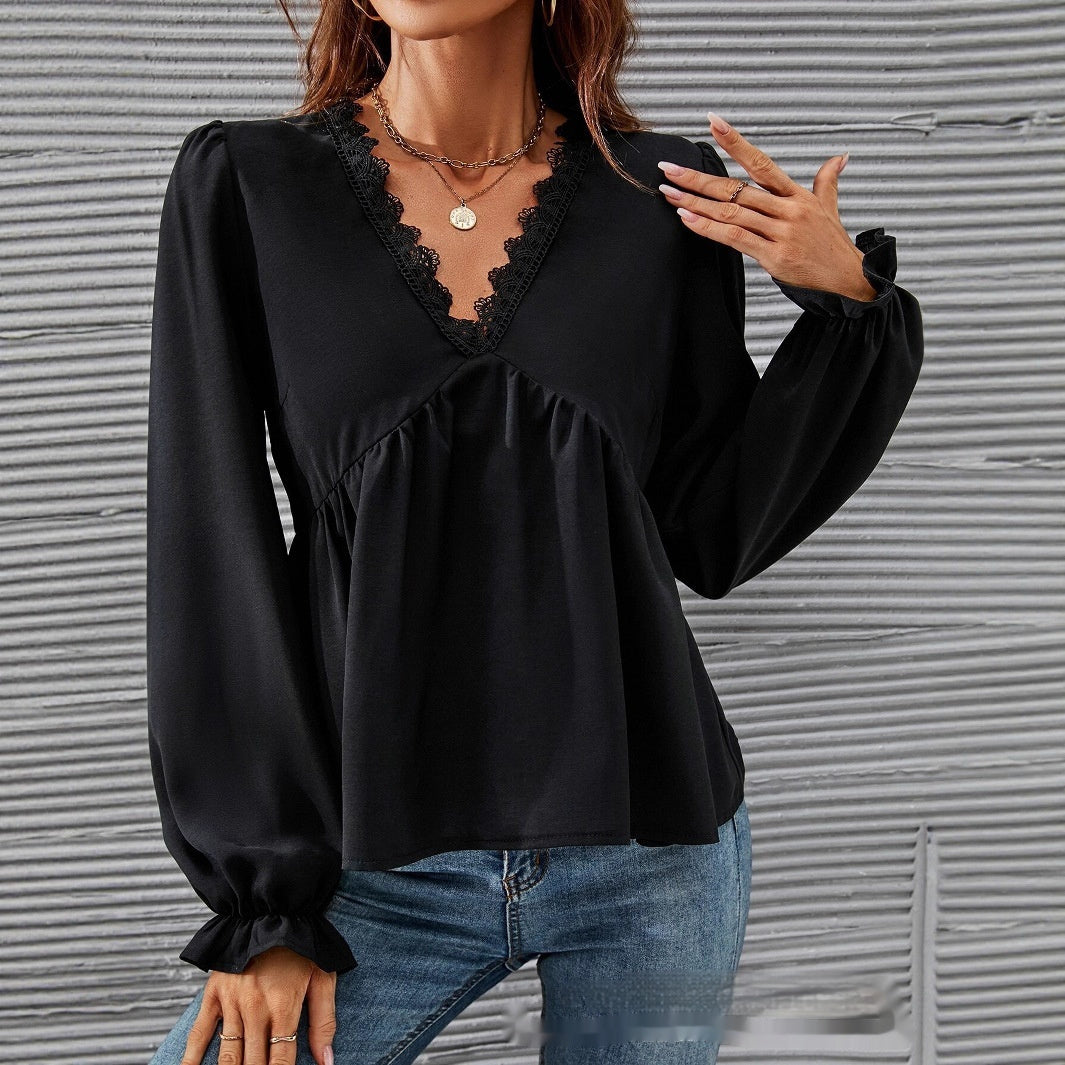 Women's Casual All-match Lace Lining Shirt