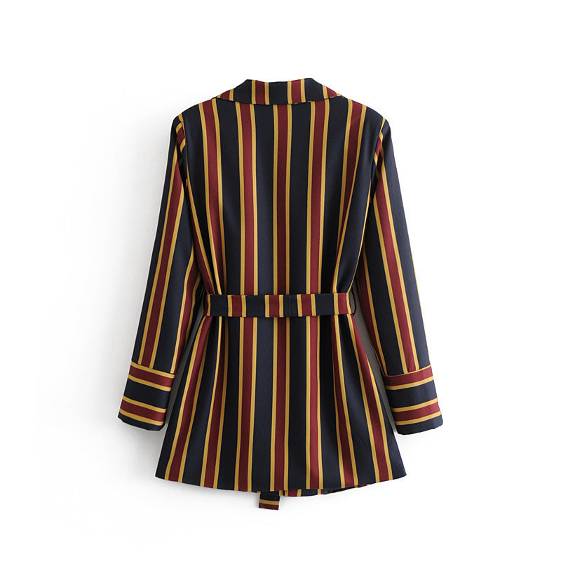 Temperament striped casual suit jacket striped trousers