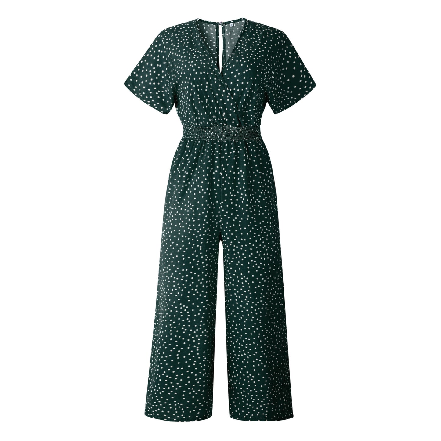 Women's printed V-neck pocket overalls