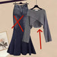 Autumn Elegant Women's All-matching Long Sleeve Top Fishtail Skirt Two-piece Suit