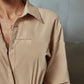Commuter Slim Solid Cotton Long Sleeve Short Jumpsuit