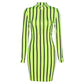 Summer Fashion Color Contrast Striped Print Dress