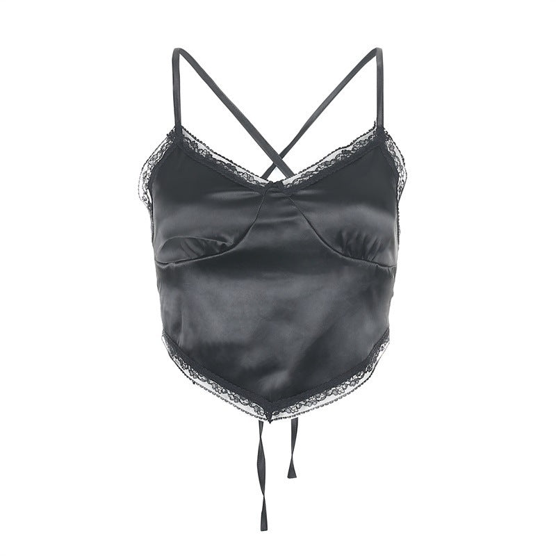 Back Lace-up Satin V-neck Camisole