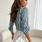 Chemise imprimée à rayures et poches à col en V pour femme