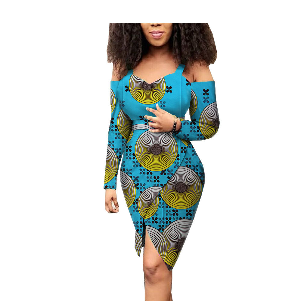 Robe grande taille en coton batik à impression recto verso pour femme