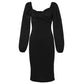 Elegant temperament dress skirt waist puff sleeve dress women