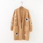 Large Size Embroidery Knitted Long Cardigan Casual Loose Jacket