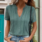 Lace Stitching T-shirt V-neck Casual T-shirt Top For Women