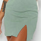 Spring-Summer Exploded Skirt Slit High Waist Zip Skirt
