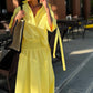 Lapel Shirt Yellow Skirt Suit Two-piece Set