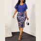 Printed Slim-fit Slit V-neck Dress Plus Size Dress