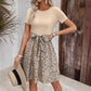 Women's Round Neck Short Sleeve Floral Mini Dress