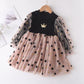 Girls' Autumn Long Sleeve Mesh Dress