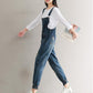 Bavoir en jean ample de grande taille avec broderie rétro littéraire 