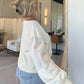 Short Denim Color Matching Casual Sweater For Women