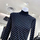 Women's Fashion High Neck Mesh Long Sleeve Bottoming Shirt