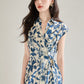 Women's Blue And White Printing Temperament Dress
