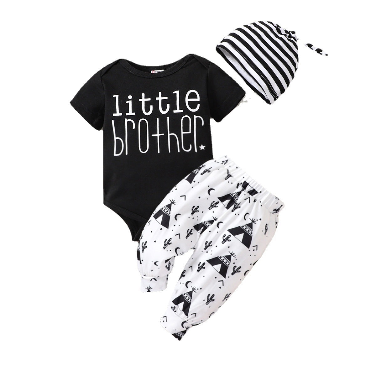 Cartoon Printed Trousers Hat Three-piece Set