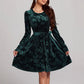Women's Casual Long-sleeve Printed Velvet Dress