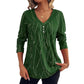 Casual Button Geometric Printed Long-sleeved T-shirt