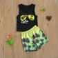 Boys Beach Style Glasses Palm Tree Print Vest Shorts Set