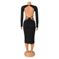 Hollow Out V-neck Dress Women
