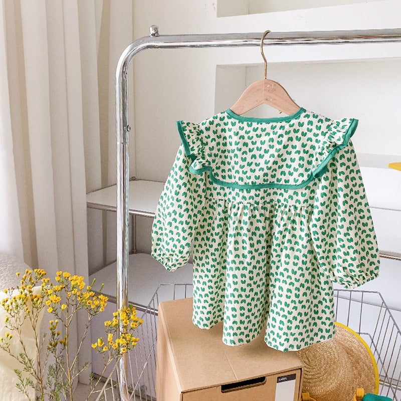 Green Polka Dots Peter Pan Collar Fashionable Princess Dress