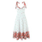 Romantic White Flowers Colorblock Mid-length Sundress
