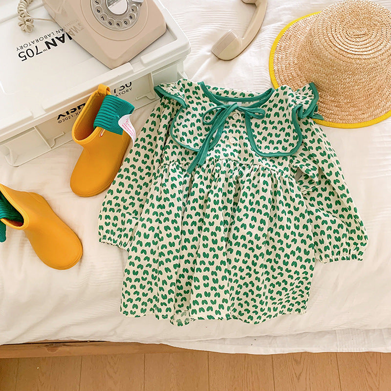Green Polka Dots Peter Pan Collar Fashionable Princess Dress