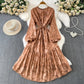 Green Jacquard Slimming Dress With Ruffled Hem