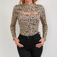 Leopard Print Round Neck Long Sleeve T-shirt