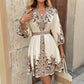 Women's V-neck Lace-up Waist Dress