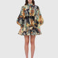 Robe à manches bouffantes et col montant, style vintage australien