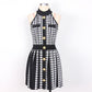 Halter Sleeveless Vest Pleated Houndstooth Short Knitted Dress