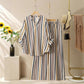 Striped Printed V-neck Suit For Women