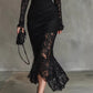 Black Stretch Lace Mermaid Maxi Dress