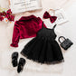 Jacket Black Mesh Bow Strapless Dress