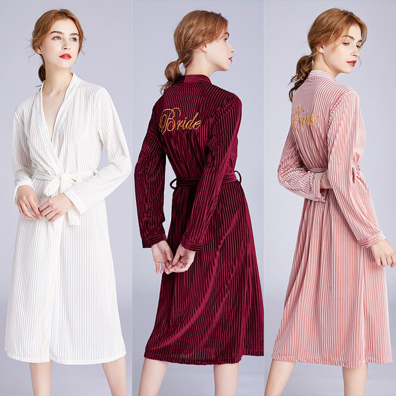 Ladies' long sleeved velvet gown