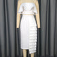 Tube Top White Shirt Asymmetric Hip Skirt Suit