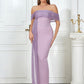 Women's Off-shoulder Pleated Long, Purple Style Hip Bag Dress