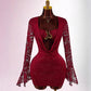 Lace Sheer Patchwork Metal-Trimmed Bodycon Mini Dress
