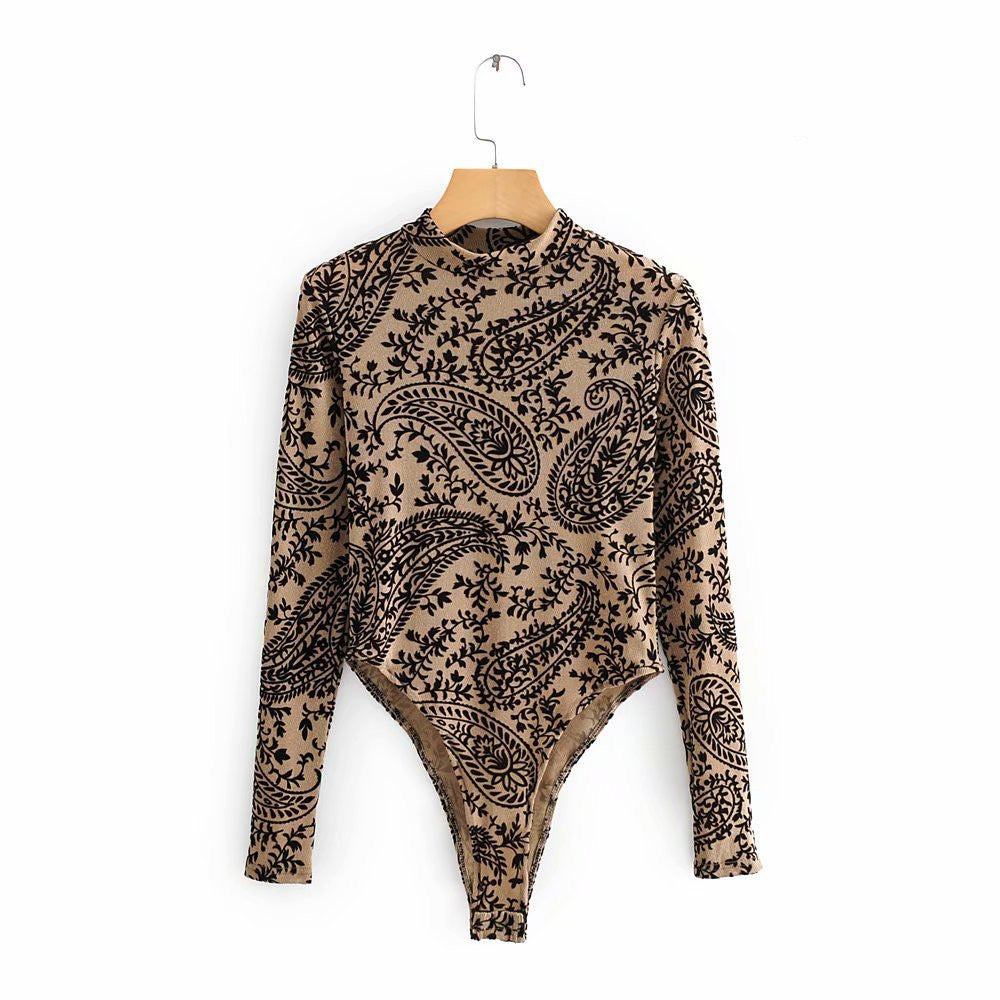 Nouveau body sexy en maille dorée à col montant